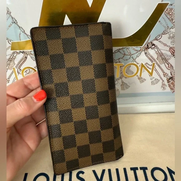 Louis Vuitton Brown Damier Long Wallet Checkbook Card Holder